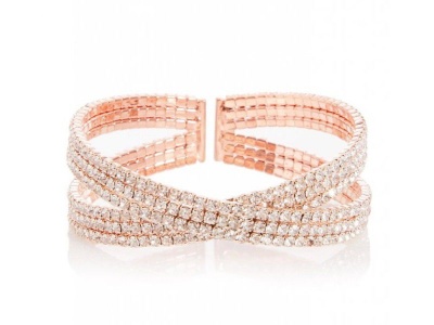 Photo of Quiz Ladies Rose Gold Diamante Cuff Bracelet - One Size