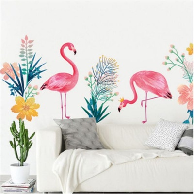 Photo of AOOYOU Floral Flamingo Vinyl Art Sticker for Wall Decoration