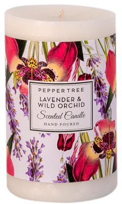 Pepper Tree Lavender Wild Orchid Medium Scented Pillar Candle 600ml