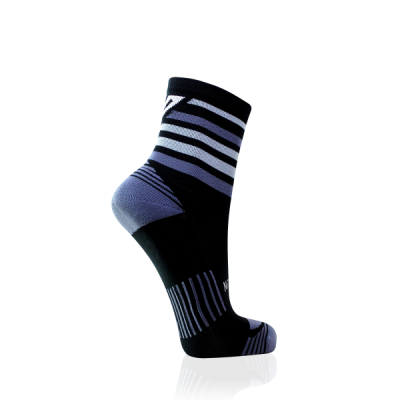 Photo of Versus Black Grey Stripes Performance Running Mid Cuff Socks