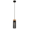 Zebbies Lighting - Archer - Black and Natural Wood Pendant Photo