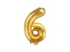 Party Deco Foil Balloon Number "6" 35cm Gold Photo
