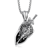Male Silver with Black Sword and Shield Necklace Photo