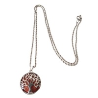 Tree of Life with Polished Goldstone Gemstone Necklace