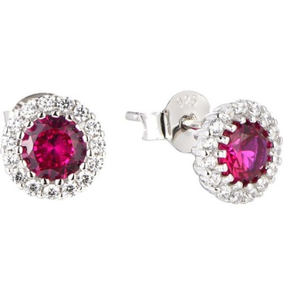 Photo of Kays Family Jewellers Classic Ruby Halo Studs on 925 Silver
