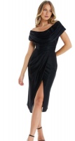Quiz Ladies Black Ruched Midi Dress