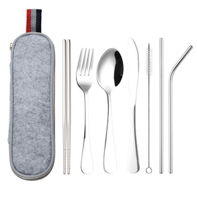 Maisonware Reusable Travel 8 Piece Cutlery Set with Carry Bag