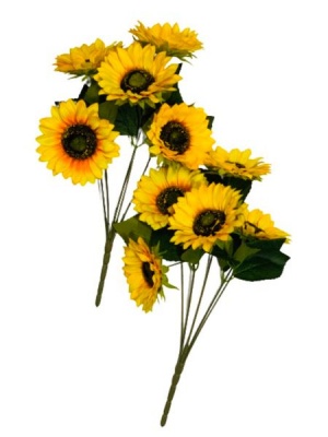 AZAZ ENTERPRISE Artificial Flower 2 pieces x 49cm Sunflower Bunch with 5 Stems