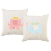 PepperSt – Scatter Cushion Cover Set – Pink & Blue Baby Elephants Photo