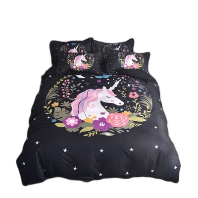 Photo of Kidsrock Black Starry 3D Fresh Watercolor Unicorn Bedding