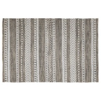 Cape Art Chenille Contemporary Grey And White Line Pattern Rectangular Rug