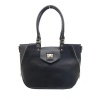 Blackcherry Side Zip Trapeze Tote-Black Photo