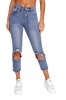 I Saw it First - Ladies Mid Wash Ripped Mom Jeans Photo