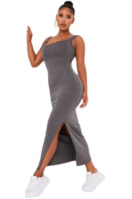 I Saw it First Ladies Charcoal Basic Jersey Vest Maxi Dress