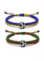 2 Piece Soccer Beads Braided Bracelet Set for Men Women and Kids Waterproof
