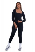 I Saw it First Ladies Black Double Layer Slinky Square Neck Long Sleeve Bodysuit