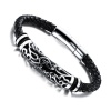 Hollow Celtic Black Woven Men's Braided Leather Bracelet Photo