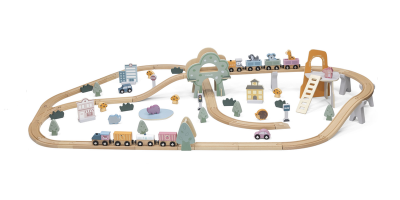 Viga Wooden Train Set with accessories 90 pieces PolarB