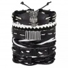 SilverCity Black & White Leather Vintage Owl Symbol Bracelet-For Men Photo