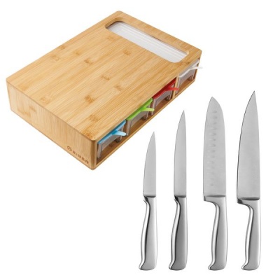 Photo of Eiger Bernese Bamboo Cutting Board & Bruno Series Kitchen Knife Set