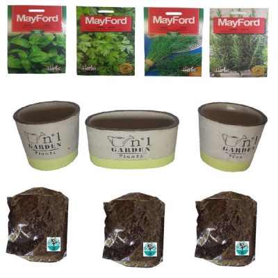 Photo of Herb Growing Kit. Basil Parsley Dill & Rosemary Seed Easily Grow Your Own