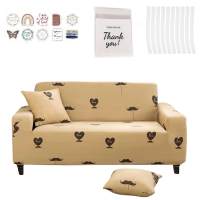Couch Covers Stretch Cream Heart with Pillowcase Stickers Foam Sticks