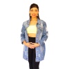 Ladies Fashion Design Long Denim Jacket With Rip Photo