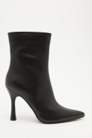 Quiz Ladies Black Faux Leather Heeled Ankle Boots