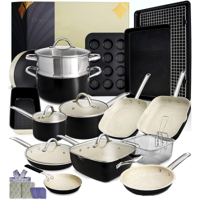 23 Piece Nonstick Kitchen Pots Pans Cookware Set Induction Cookware
