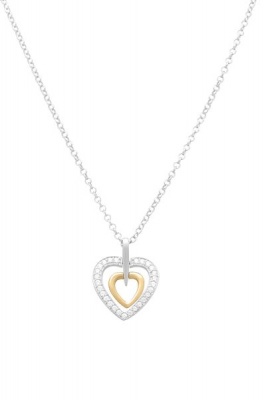 Photo of Art Jewellers - 9ct/925 Gold Fusion Double Heart C.Z Pendant with Chain