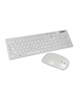 24G Ultra Slim Portable Wireless Keyboard Mouse Set White