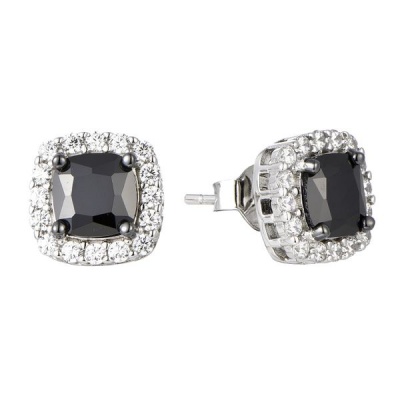 Photo of Kays Family Jewellers Princess Cut Black Halo Studs on 925 Silver