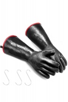 14 BBQ Extreme Heat Fire Resistant Silicone Gloves wS Hook