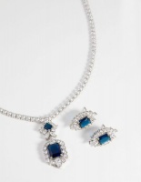Lovisa Sapphire Diamond Simulant Vintage Necklace and Earrings Set