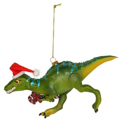 Photo of AK Glass Dino With Candy Cane Christmas Decoration