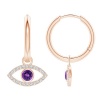 Stella Luna Evil Eye Hoop Earring -Swarovski Amethyst Crystal Rosegold Photo