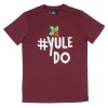 Men's Dark Red Holly Yule Do Christmas T-Shirt Photo