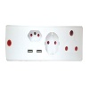 LED Power 3 Way Adapter 2 USB Charging Ports 2.1A Photo