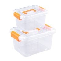 Transparent Plastic Organiser Storage Box with Handle and Lid 28cm 33cm