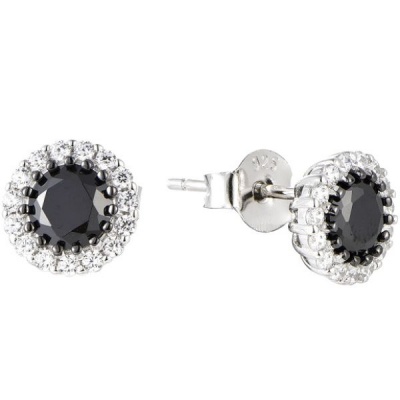 Photo of Kays Family Jewellers Classic Black Halo Studs on 925 Silver