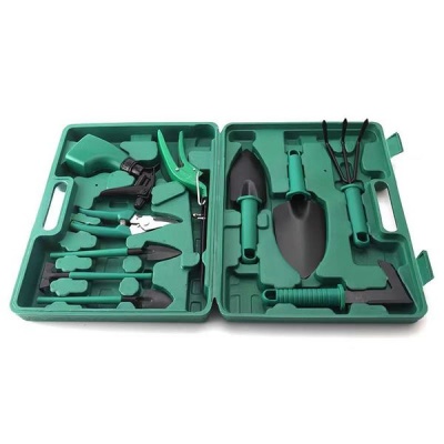 10 Pieces Garden Hand Tools Set With Rake Spray Bottle Trowel And Carry Box