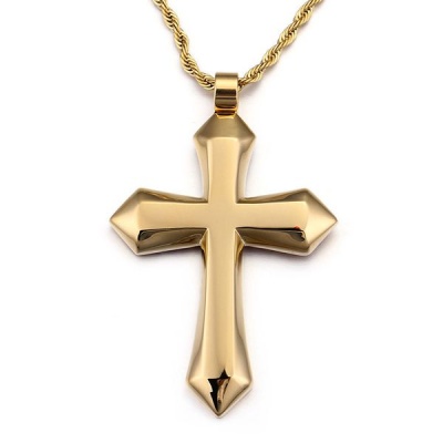 Photo of Sophie Moda - Large Solid Smooth Cross Pendant Necklace