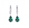 Lucid 925 Solid Sterling Silver Zircon Inlaid Emerald Tear Drop Earrings Photo
