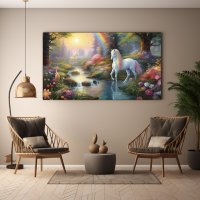 Canvas Wall Art Magical Unicon Meadow BK0044