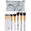 10 piecess Makeup Brush set with Makeup Bag - Marble Design Photo