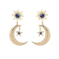 Crystal Star Moon Drop Earrings Retro Jewelry For Women