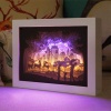 3D Paper Cutting Light Box Wooden Frame -Family with two kids Photo