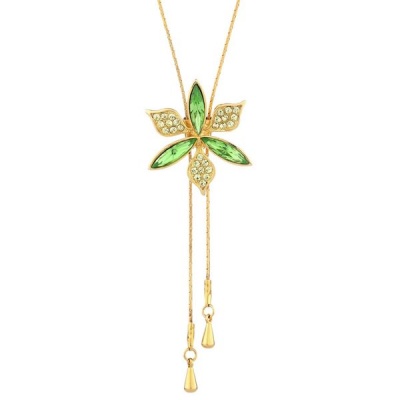 Photo of Swarovski Crystal Flower Slider Necklace in Green by Zana Jewels