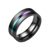 IMIX Men's Black and Color Stripe Ring Size 6 Photo