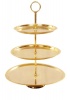 Gold Plated 3-Tier Cup Cake Stand with Beaded Edging Photo